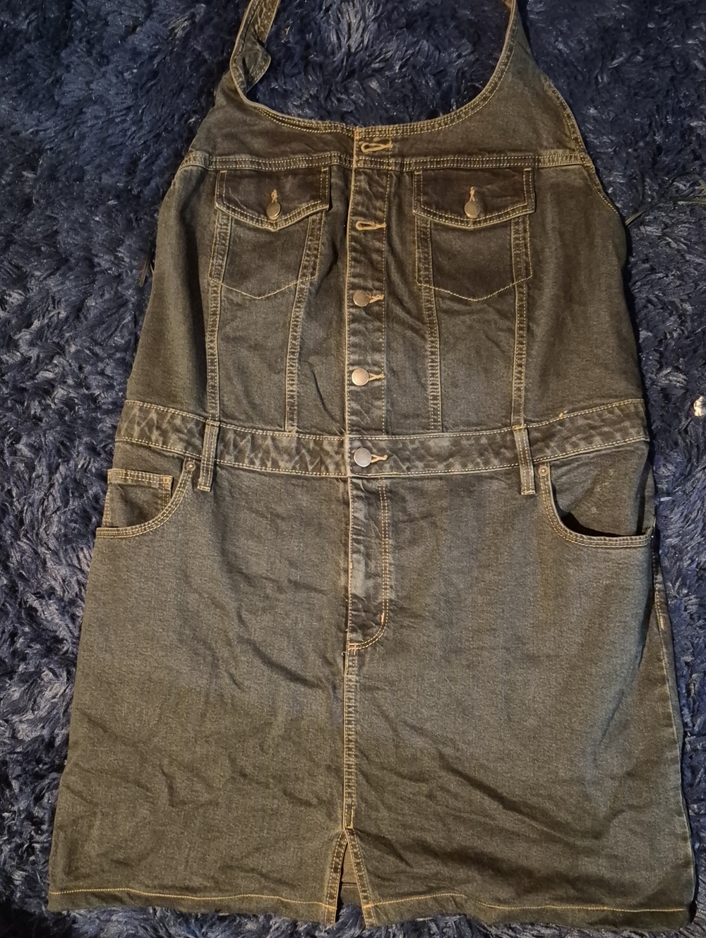 Universal Thread Dark Blue Denim Jumper Dress